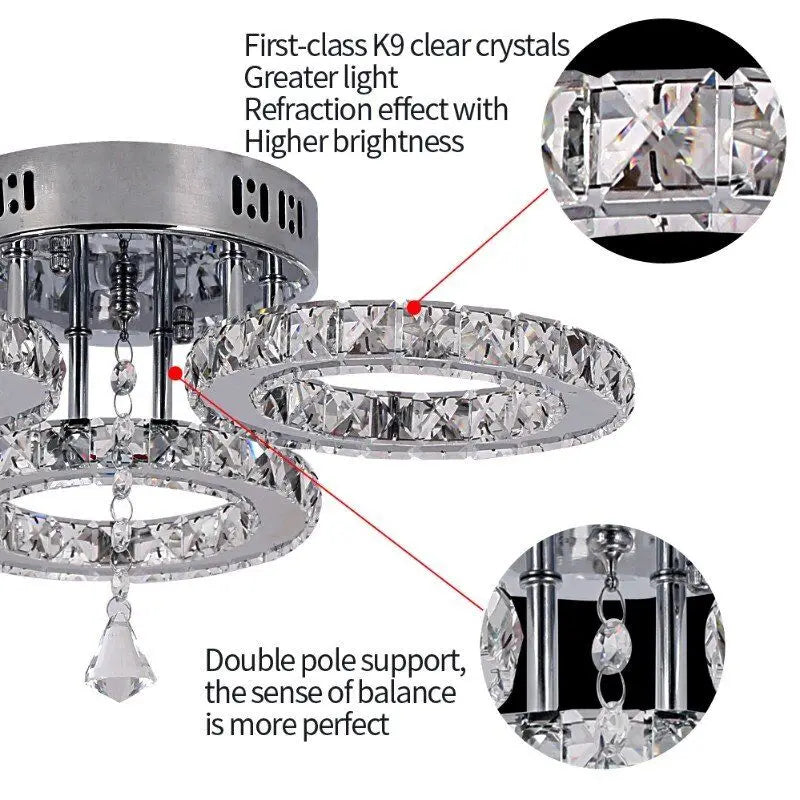 GreeLustr Modern Led Crystal Ring Pendant Light For Living Room