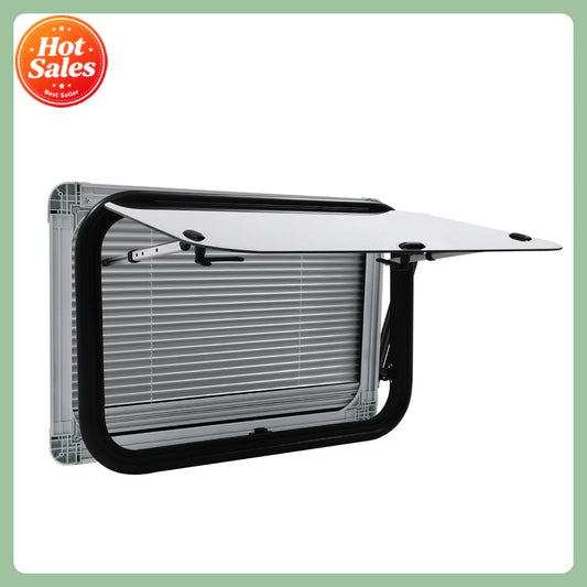 RV Window Hinged With Insect Screen Roller Shade Aluminum Frame