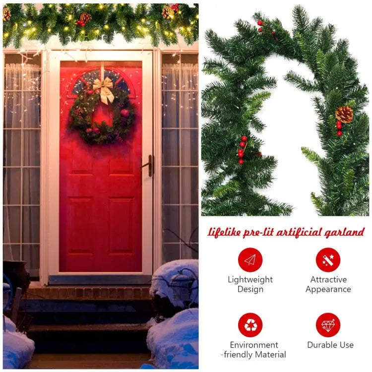 Decorative Prelit Artificial Christmas Garland With Led Lights