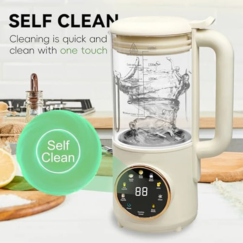 1400ml Glass Soy Milk Maker 16 Blades 9 Functions Automatic Blender Nut Milk Maker Soup Porridge Juicer with Timer