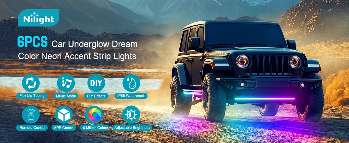 Nilight Car Underglow Neon Strip Lights With App Remote