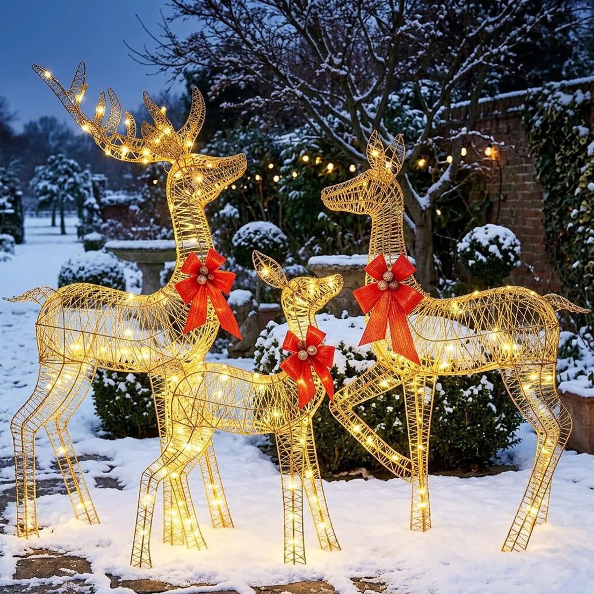 HiMISS Lighted Christmas Deer Family Outdoor LED Yard Decor