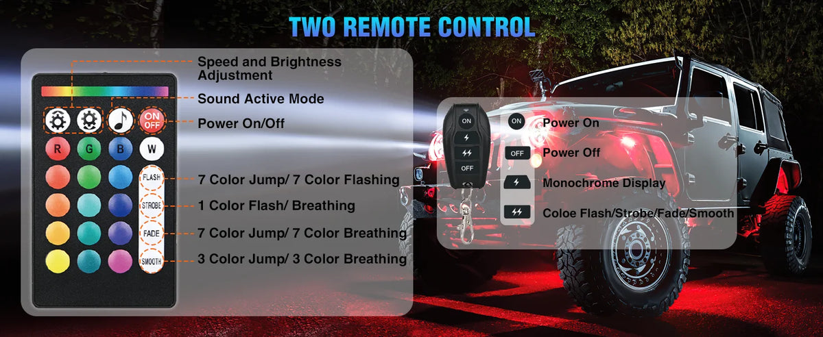 Nilight RGB Rock Lights Kit Underglow With Remote App For Jeep Truck SUV ATV UTV