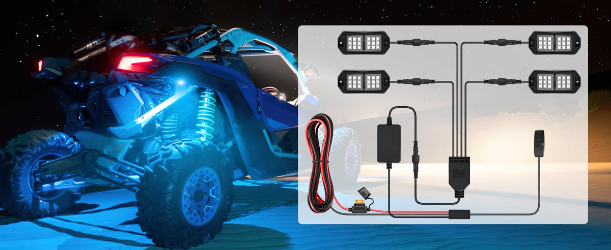 Nilight RGB Rock Lights Kit Underglow With Remote App For Jeep Truck SUV ATV UTV