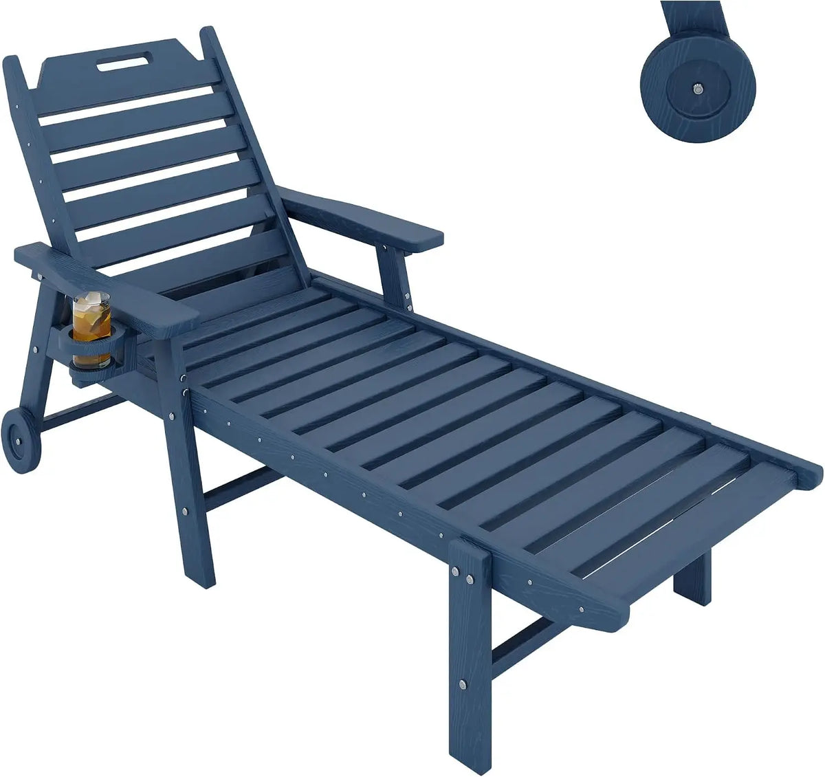 HDPE Lounge Chair With Wood Texture 5 Position Backrest