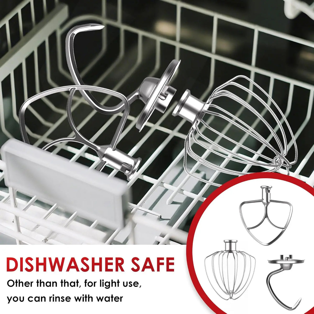 Stainless Steel 3-Piece Mixer Attachment Set For Tilt-Head Mixers