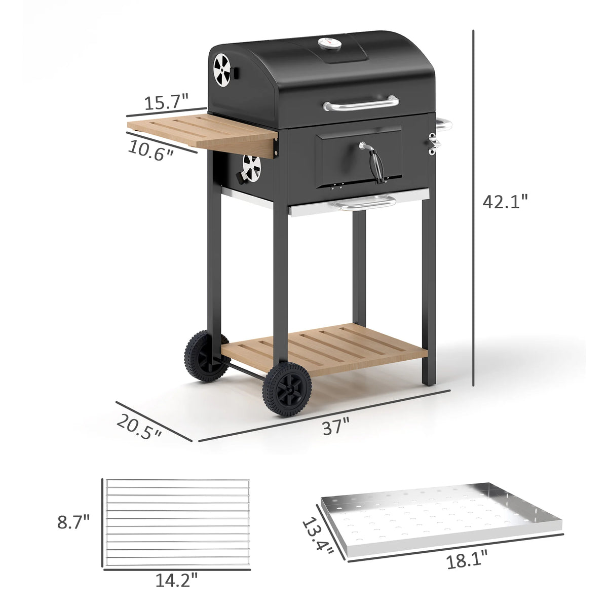 Outsunny Charcoal Portable BBQ Grill For Outdoor Parties