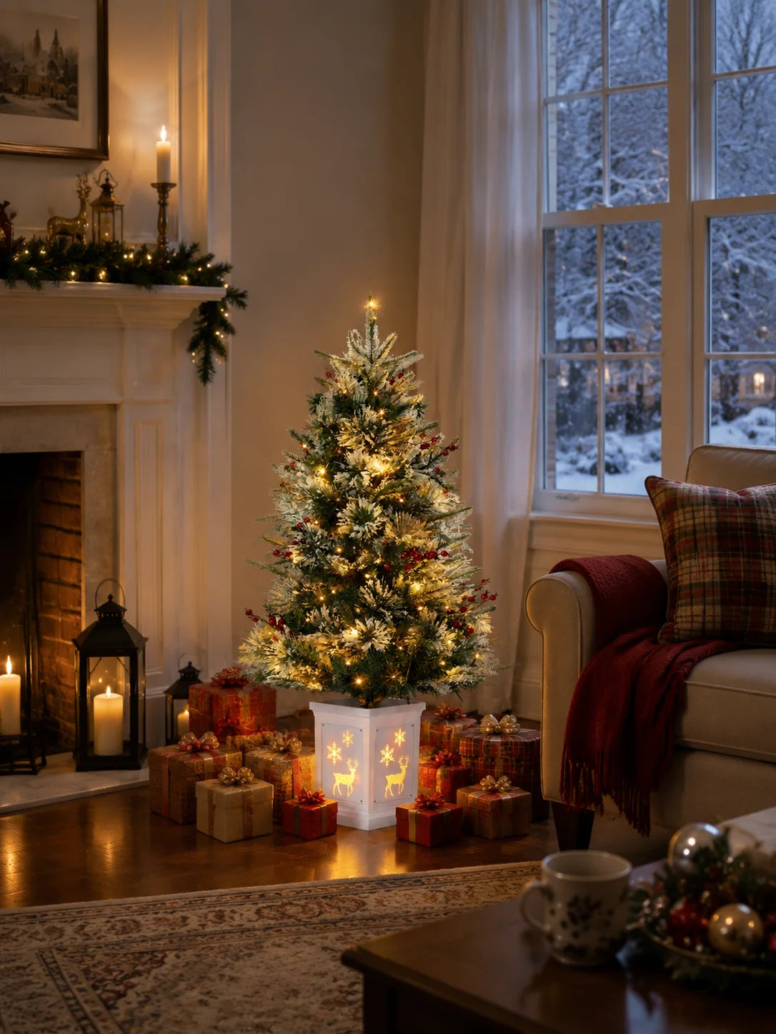 Anixol Pre Lit Artificial Christmas Tree With Warm LED Lights