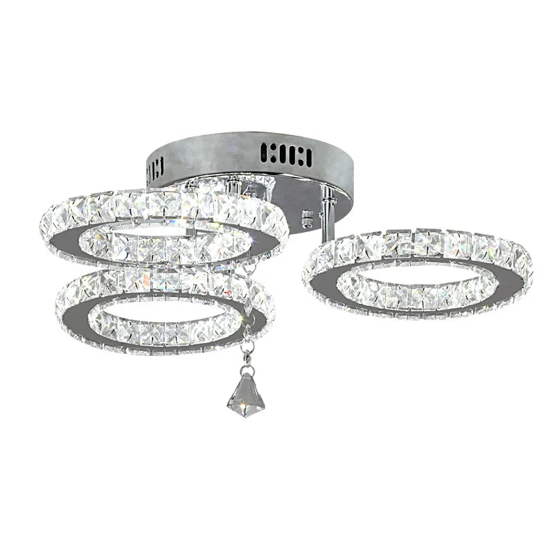 GreeLustr Modern Led Crystal Ring Pendant Light For Living Room