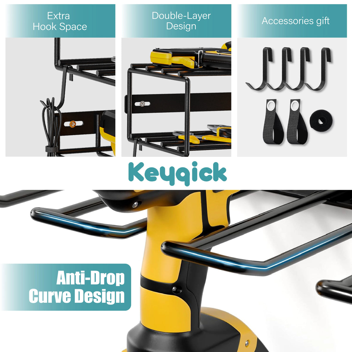 Double Layer Wall Mounted Power Tool Storage Rack