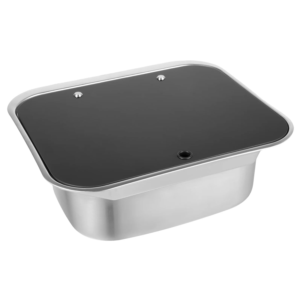 RV Sink With Foldable Tempered Glass Cover And Faucet Stainless Steel Camper Van