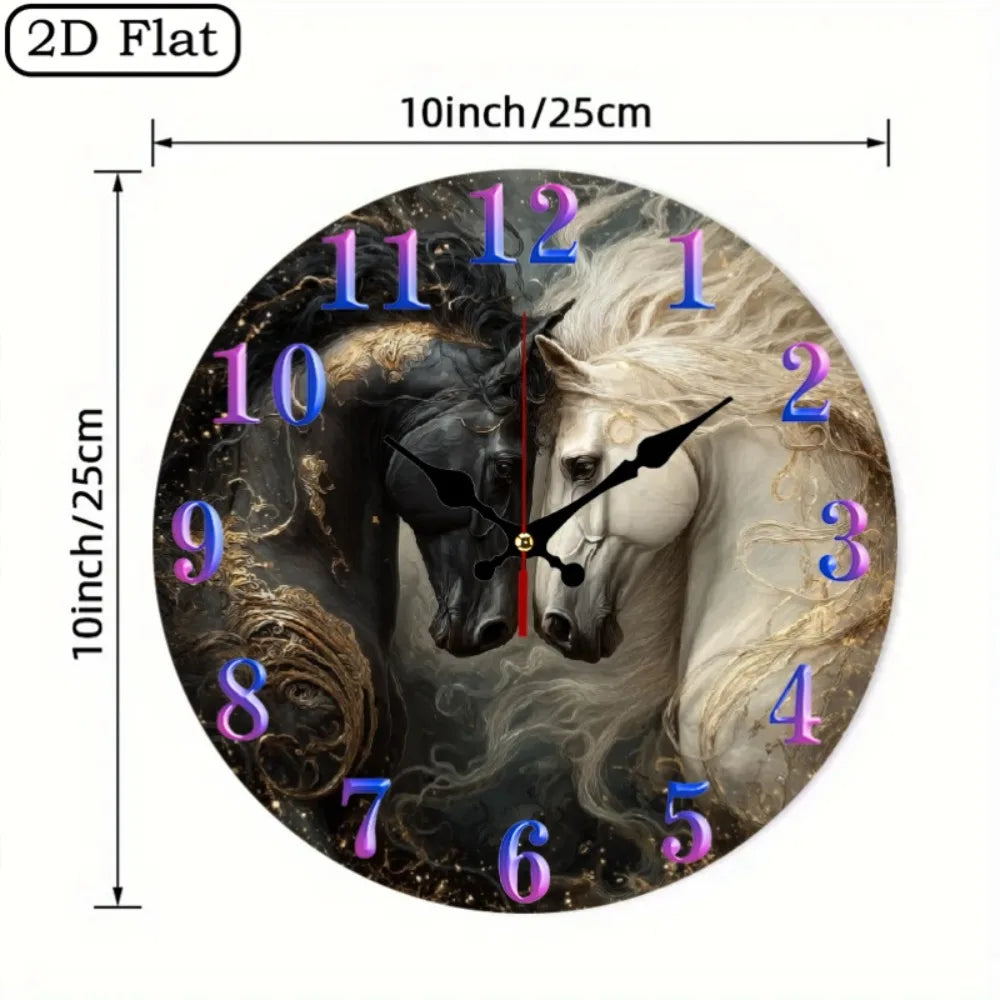 Suita Rustic Horse Wood Wall Clock Farmhouse Silent Decor