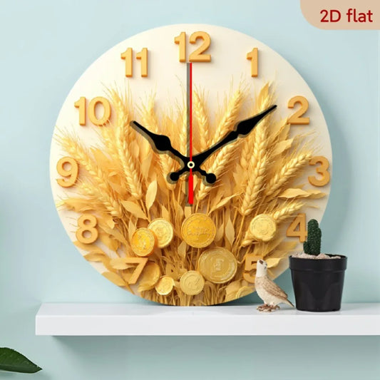 Modern Farmhouse Money Round Wall Clock With Golden Hands