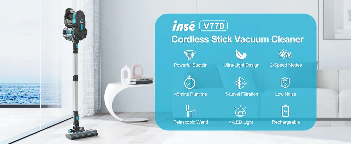 INSE Cordless Handheld Vacuum Cleaner 20KPa Powerful HEPA Led Headlights