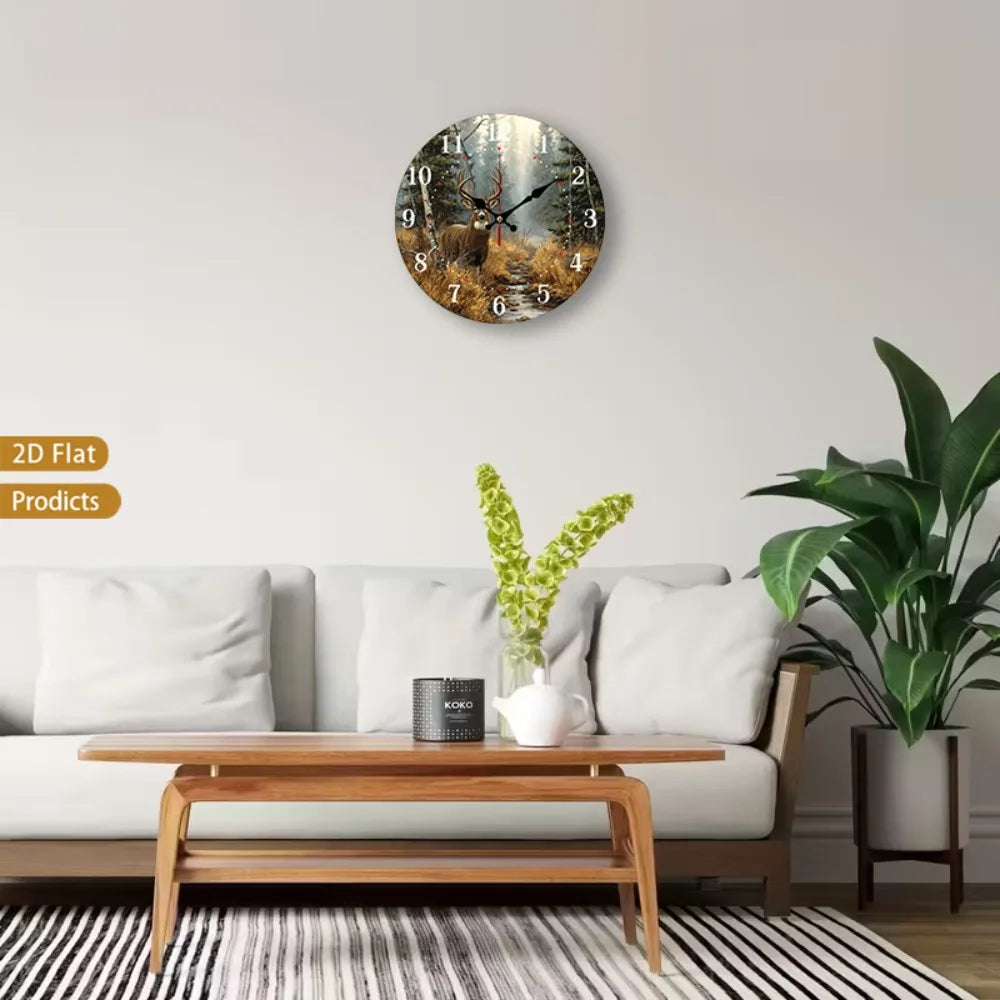 Rustic Farmhouse Deer Wall Clock Silent Sweep Movement Nursery