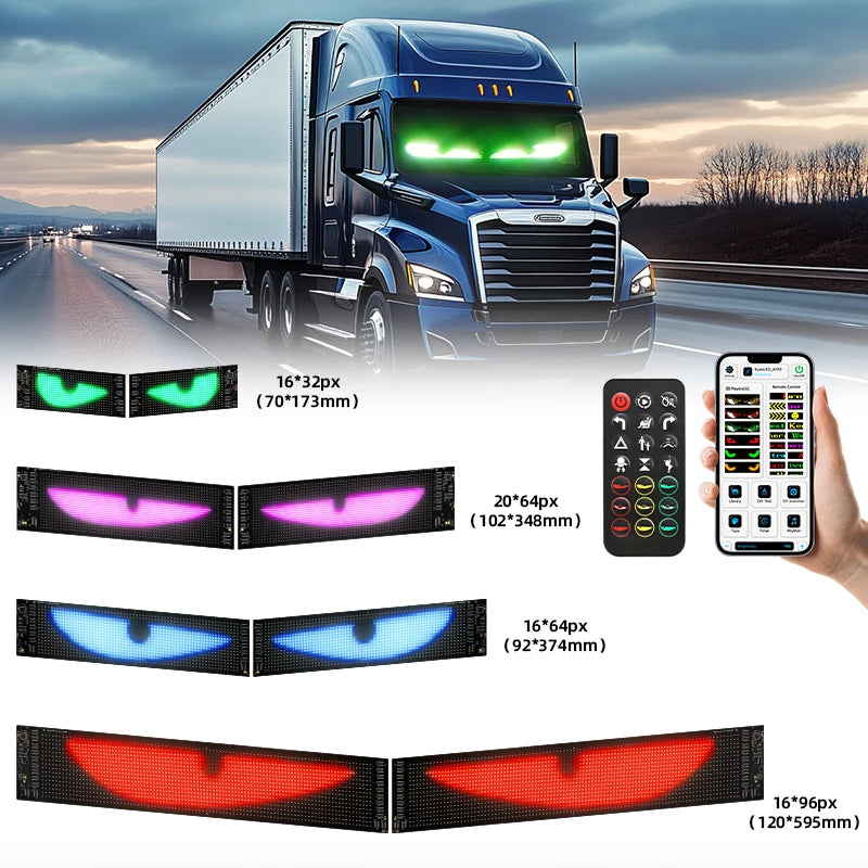 Universal Vehicle LED Devil Eyes Light With Programmable Pixel Panel