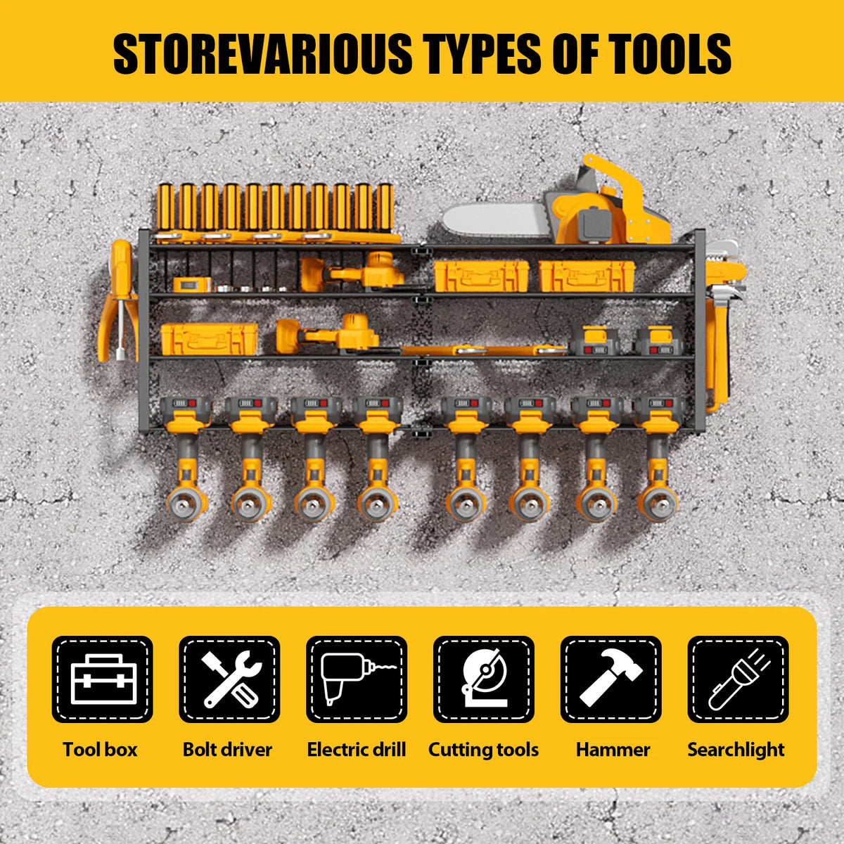 Power Tool Storage Rack 4-Tier Heavy Duty Wall Mount Organizer