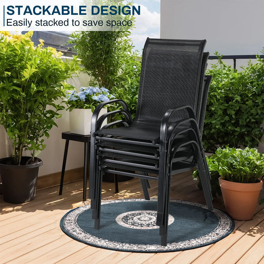 Foldable Garden Chairs Steel Iron Teslin Fabric High Back
