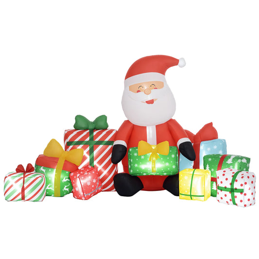 Inflatable Santa Claus With Gift Boxes LED Lights For Lawn