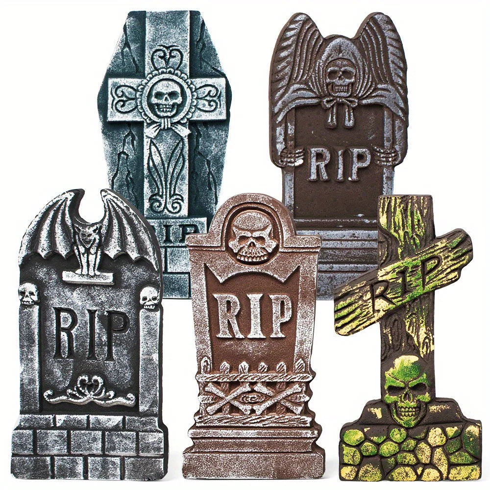 Halloween Foam Graveyard Tombstones Outdoor Decorations With Metal Stakes