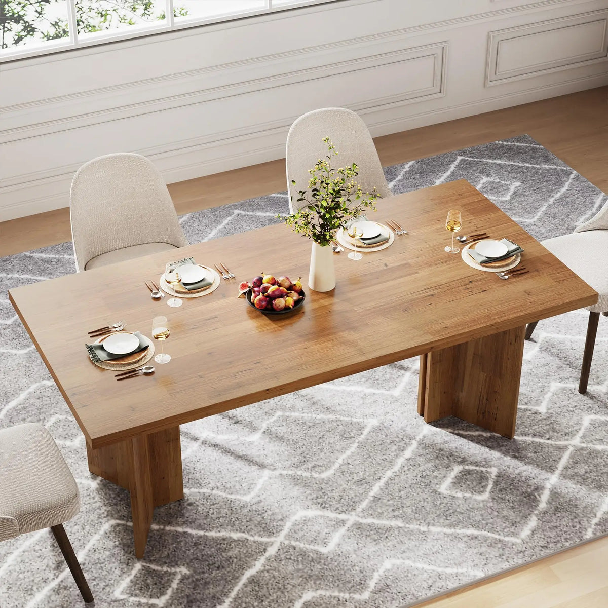Tribesigns Farmhouse Dining Table For 4 To 6 People
