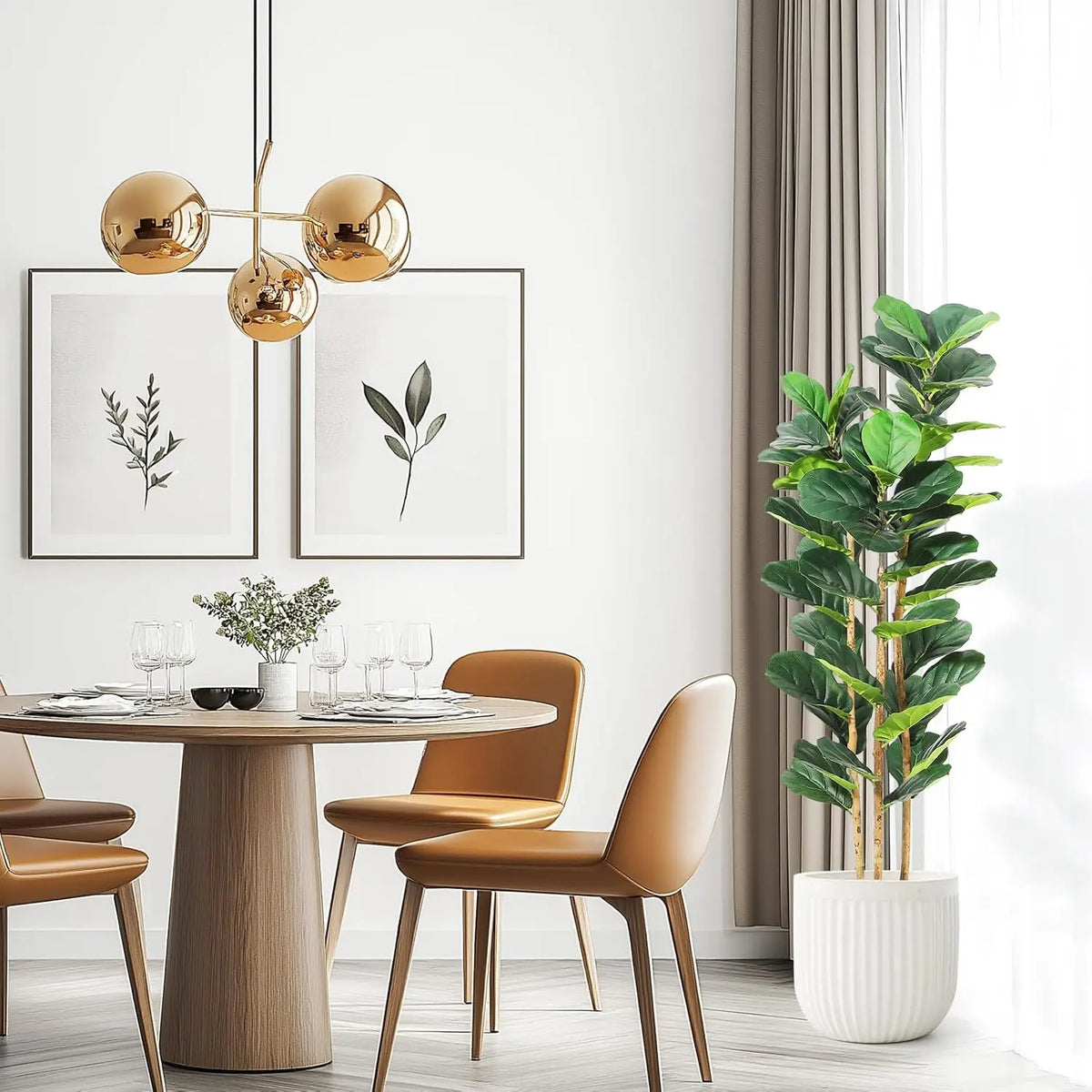 HiMISS Artificial Fiddle Leaf Fig Tree With Pot Faux Greenery