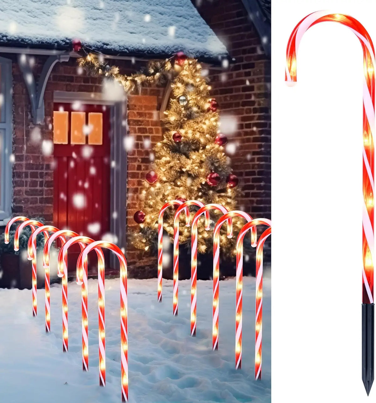 Joyfy Candy Cane Pathway Marker Lights For Christmas Decor