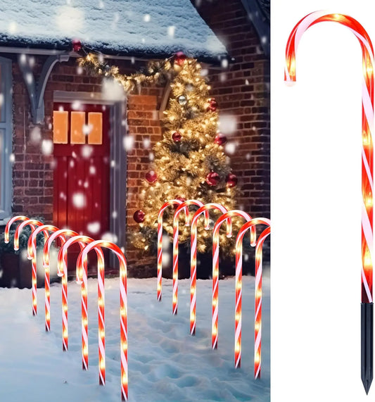 Joyfy Candy Cane Pathway Marker Lights For Christmas Decor