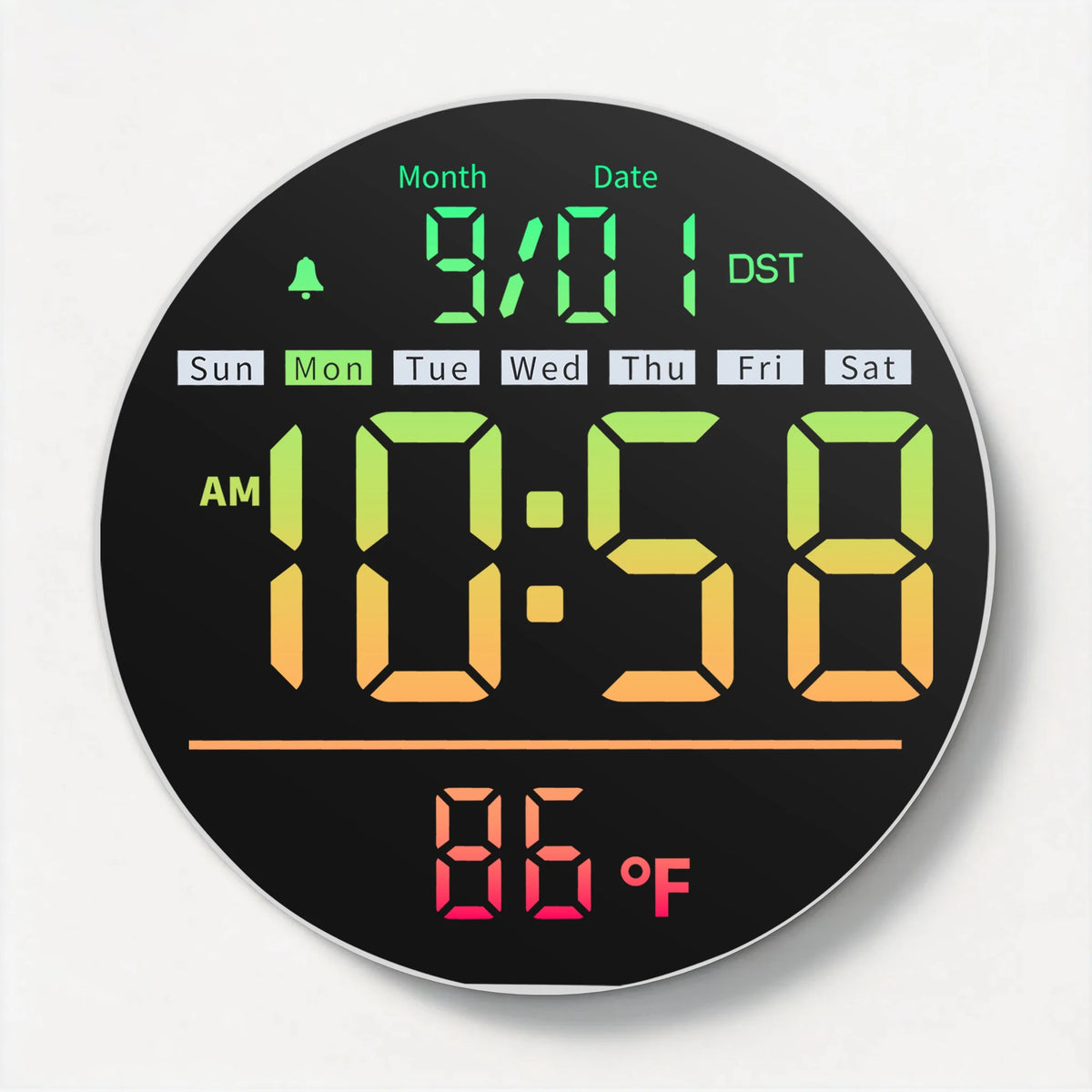 LED Wall Clock With Timer Temperature Date Night Light Alarm