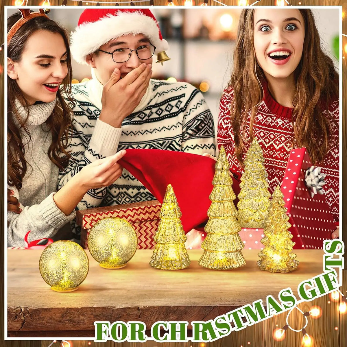 Mercury Glass Christmas Trees Light Up Tabletop Holiday Home Decor