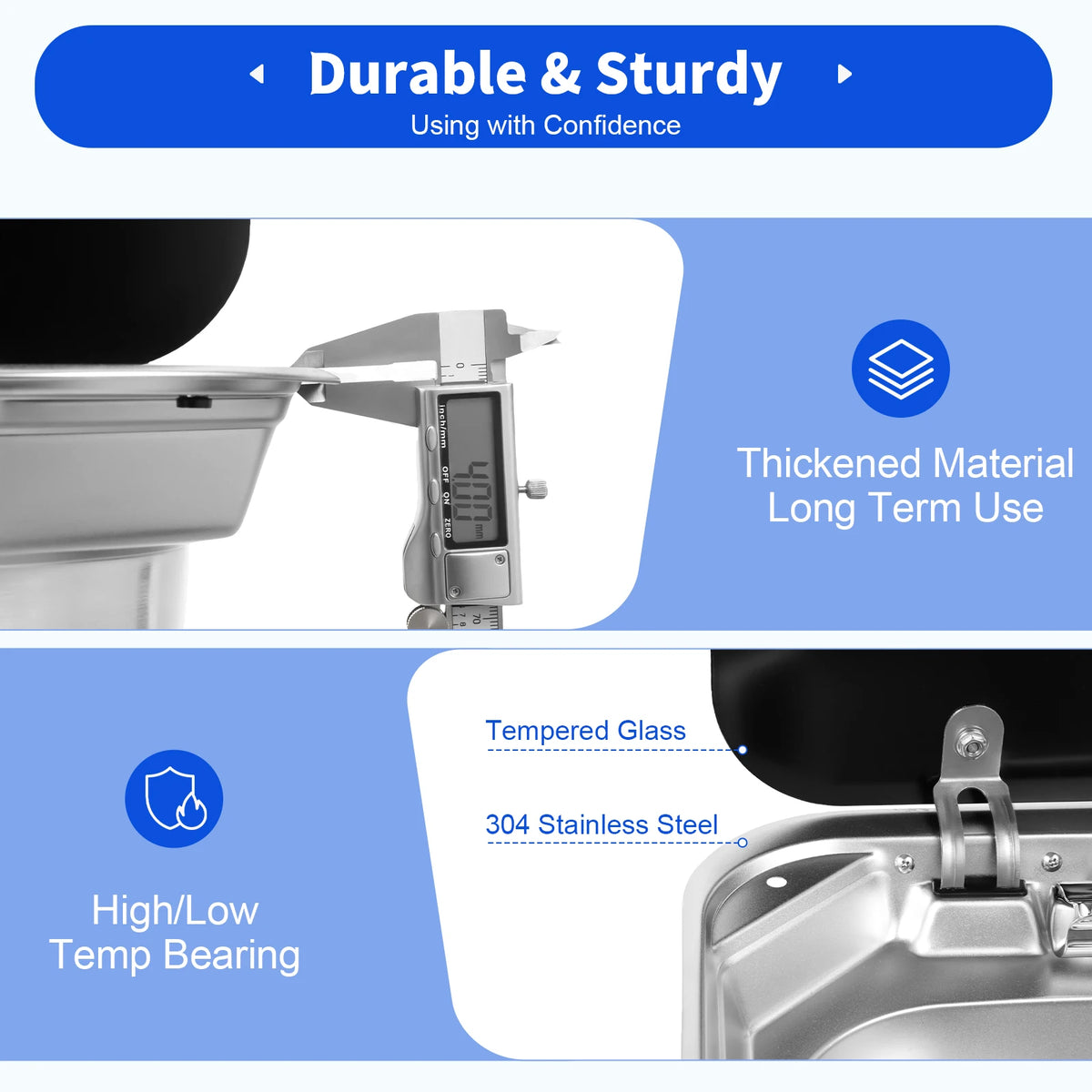 RV Sink With Foldable Tempered Glass Cover And Faucet Stainless Steel Camper Van