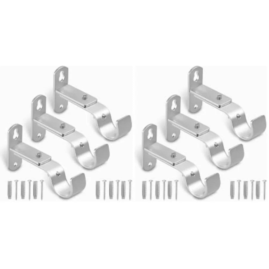 Adjustable Curtain Rod Brackets, Metal Window Drapery Rod Hanger Holders Hooks for 1 inch Rods,3