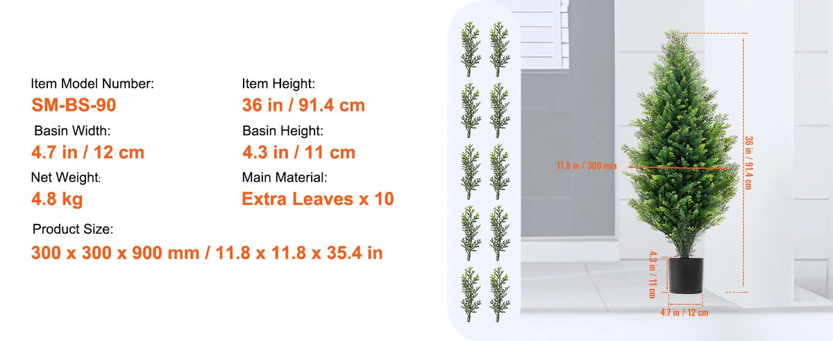 SucceBuy Artificial Cedar Topiary Tree For Home Decor