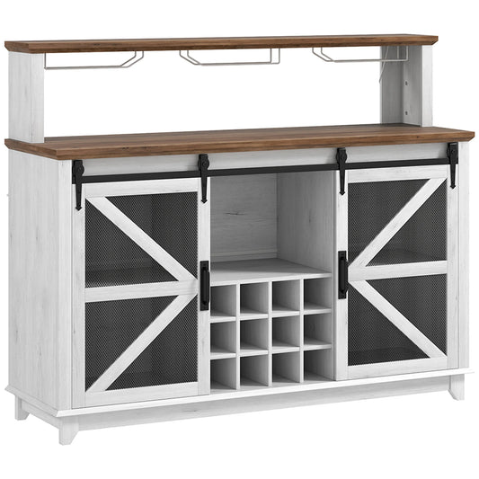 Farmhouse Coffee Bar Cabinet With App Controlled LED Lights