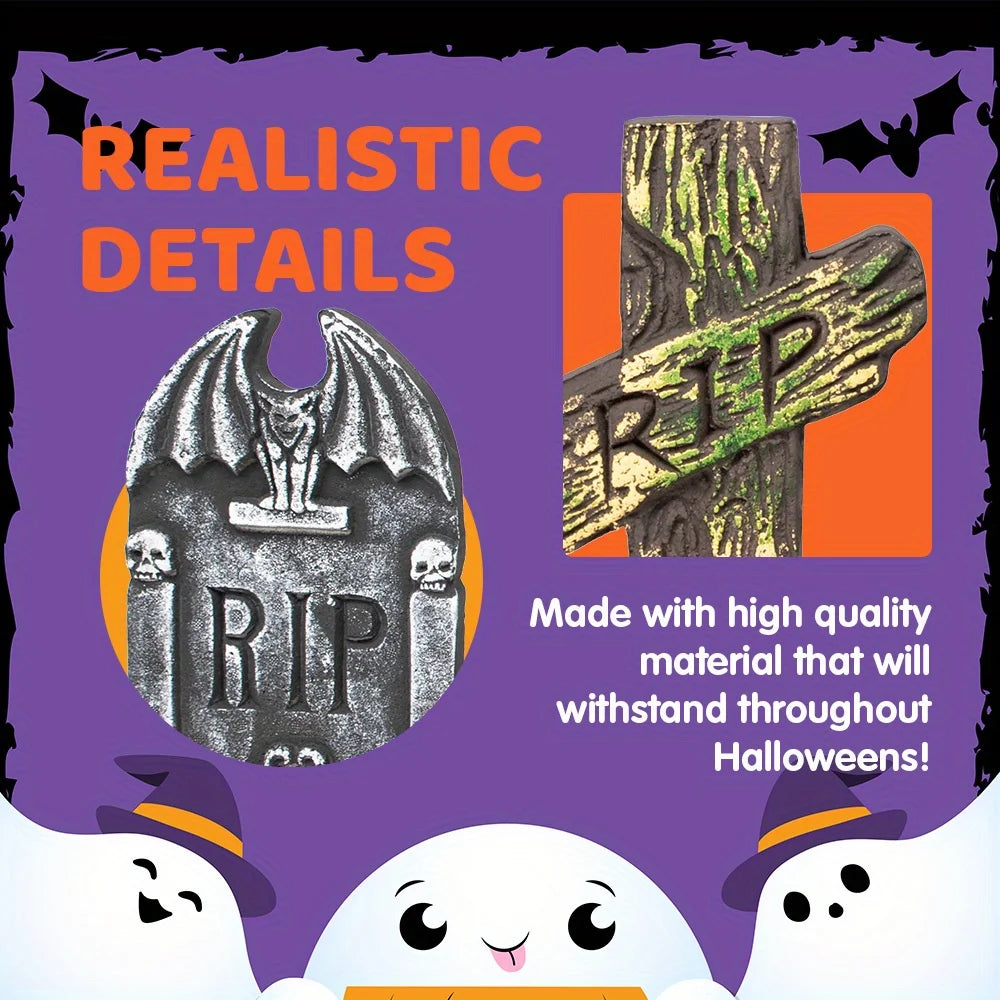 Halloween Foam Graveyard Tombstones Outdoor Decorations With Metal Stakes