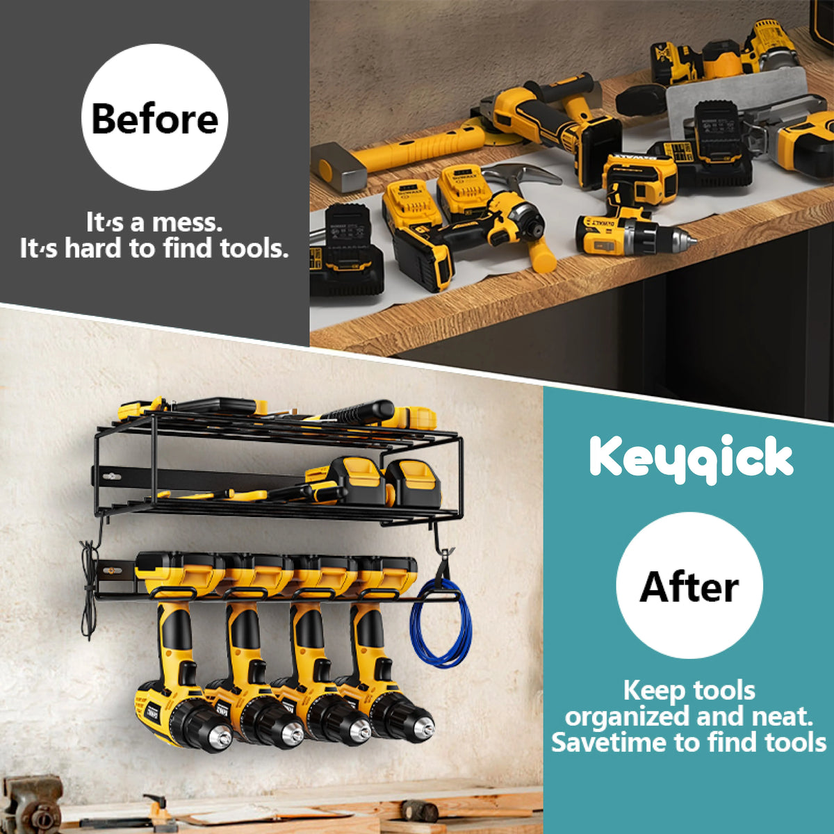 Double Layer Wall Mounted Power Tool Storage Rack