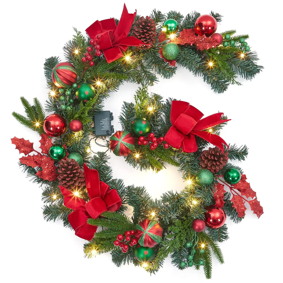 HiMISS Christmas Garland With Battery Lights For Mantle
