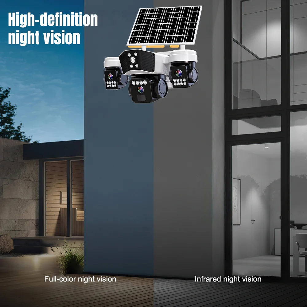 Kepack 6MP Wireless Solar Security Camera With Three Lens