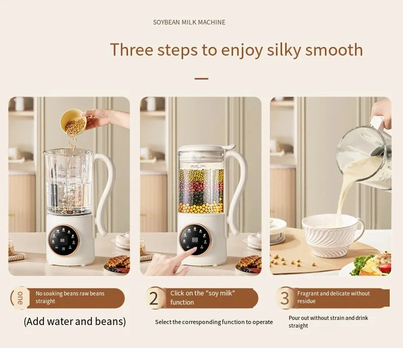 1400ml Glass Soy Milk Maker 16 Blades 9 Functions Automatic Blender Nut Milk Maker Soup Porridge Juicer with Timer
