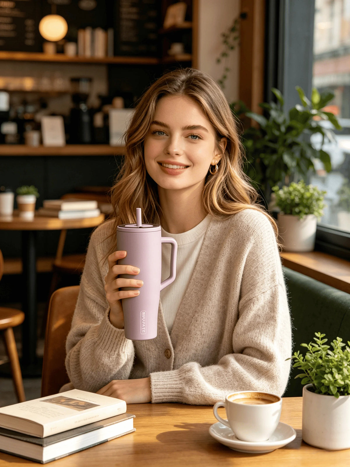 Brümate Era 40oz Tumbler with Handle and Straw Leakproof Insulated Stainless Steel Water Bottle Cup Holder Friendly Travel Mug Softsip