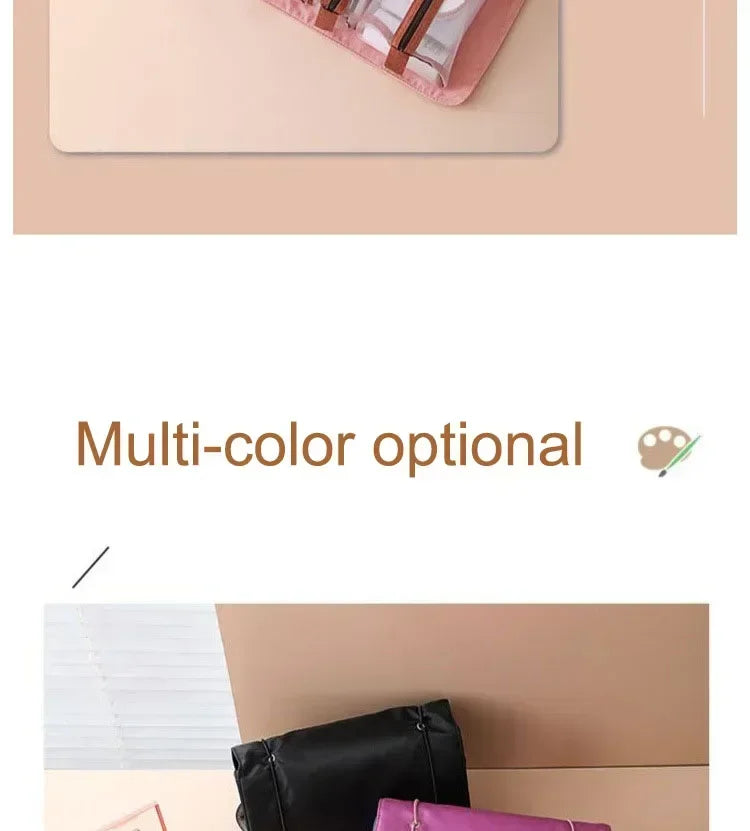 Travel Makeup Organizer Cosmetic Toiletry Bag With Zipper Storage
