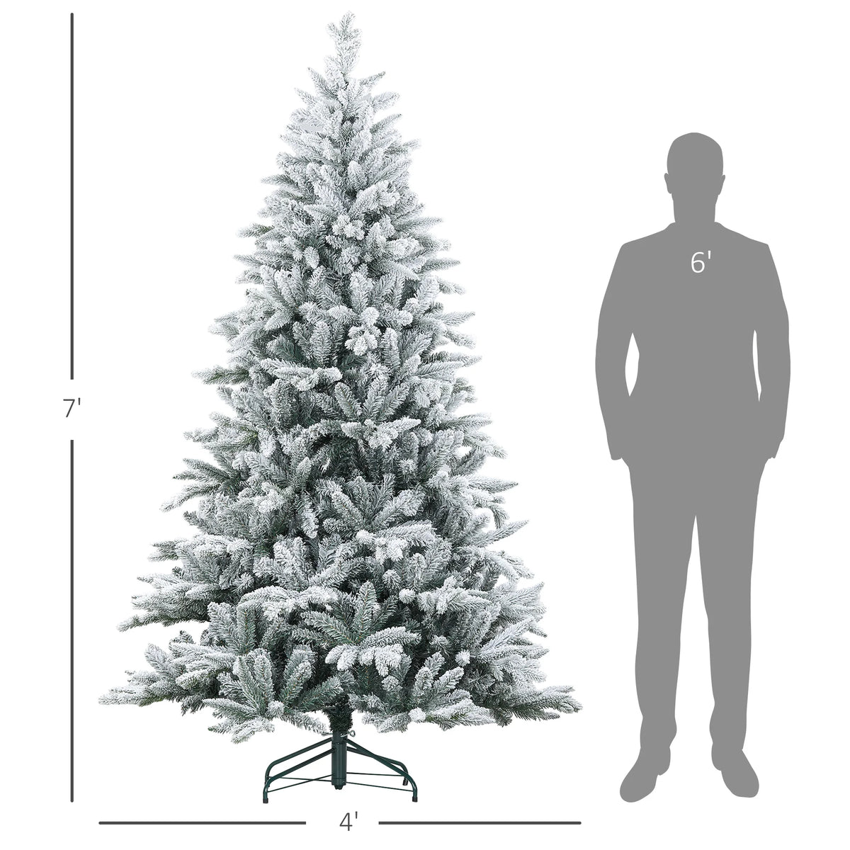 Snow Flocked Artificial Christmas Tree With 1401 Tips And Hinged Sections