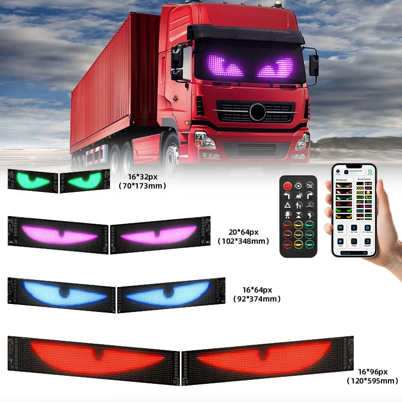 Universal Vehicle LED Devil Eyes Light With Programmable Pixel Panel