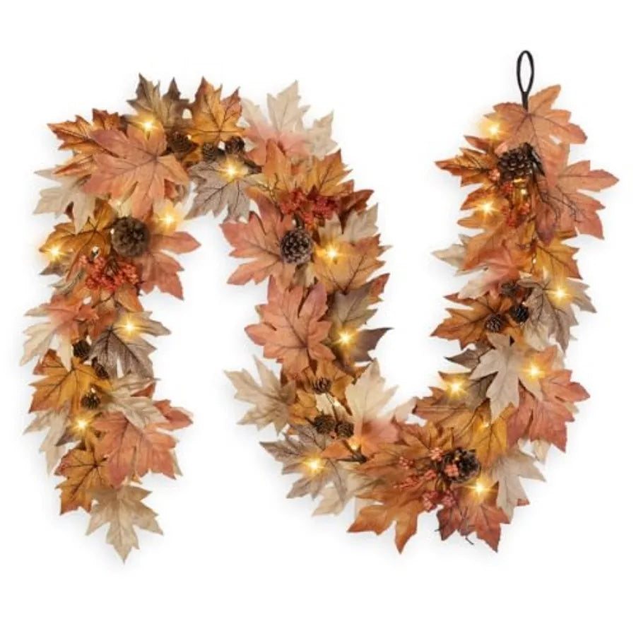 SHXI Realistic Fall Front Door Garland With Timer Function Lights