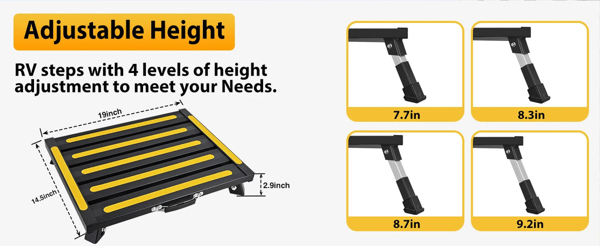 Nilight Portable RV Step Stool Aluminum Heavy Duty Anti Slip