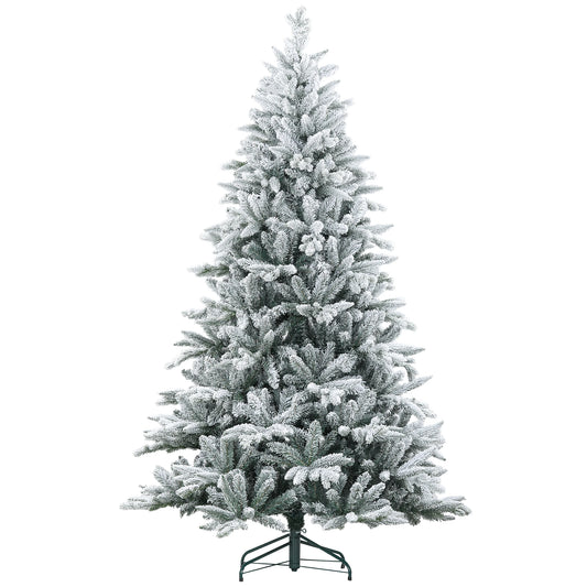 Snow Flocked Artificial Christmas Tree With 1401 Tips And Hinged Sections