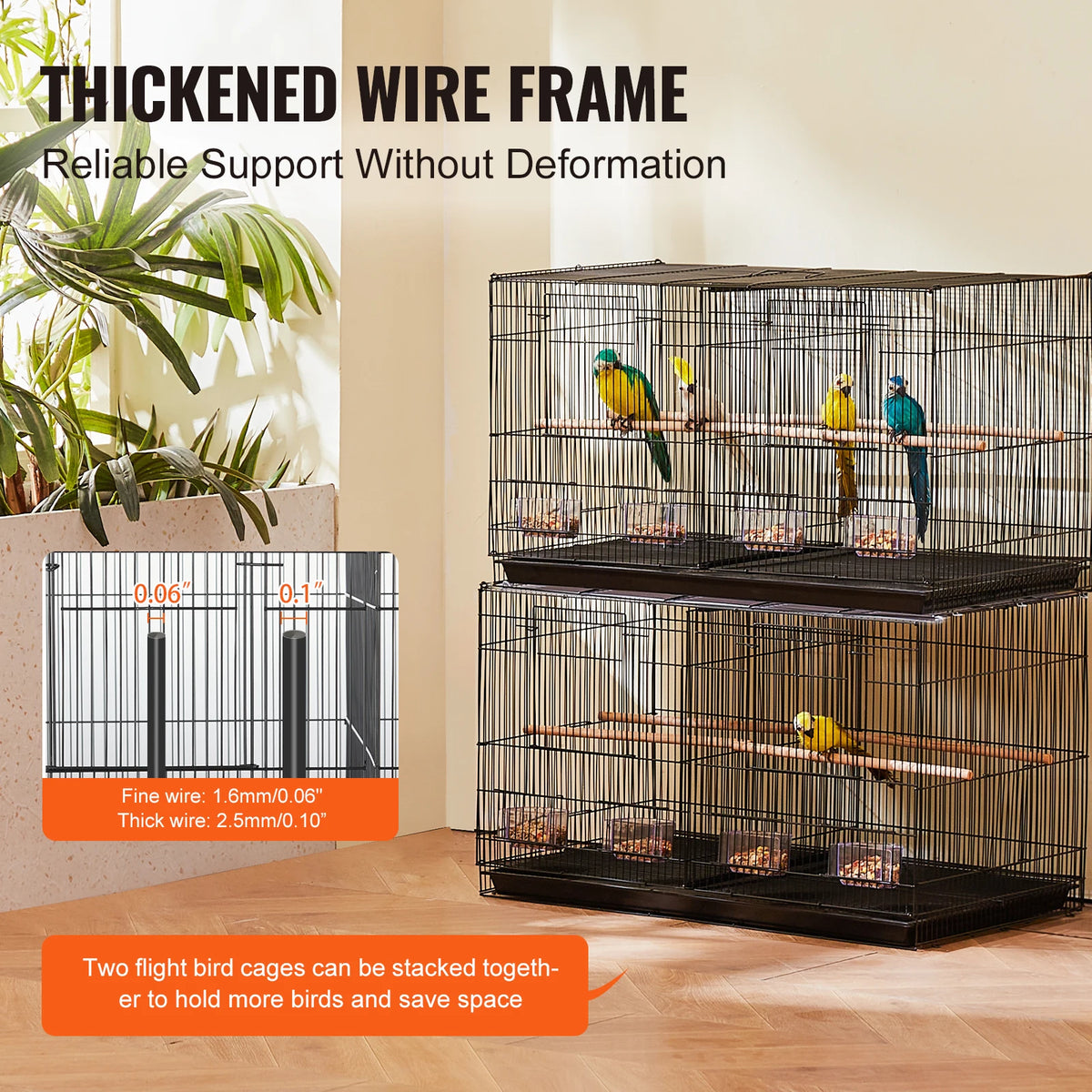 SucceBuy Stackable 30 inch Flight Bird Cage With Divider And Handle