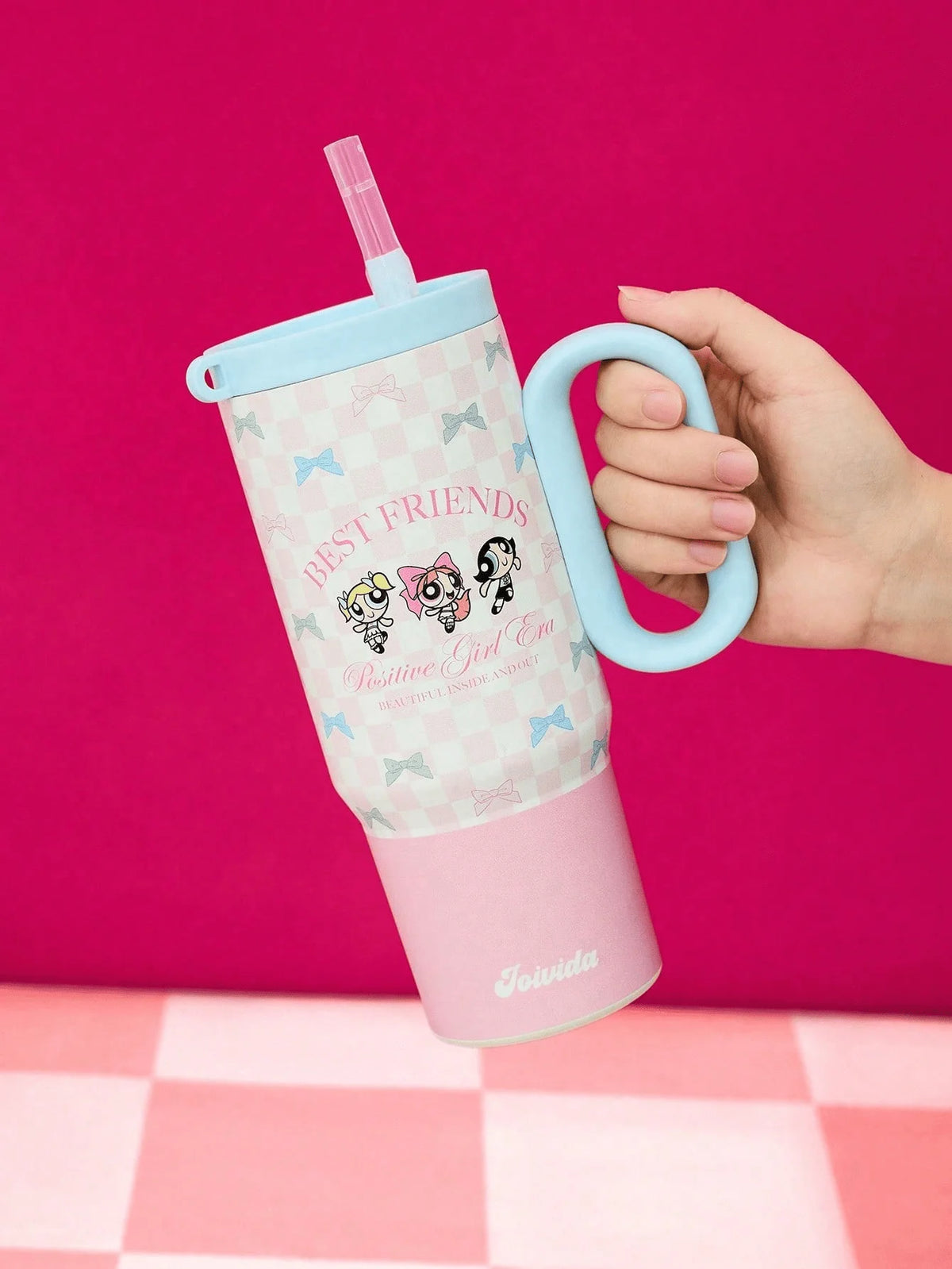 Strawberry Shortcake X POKOJA LAND 40oz Stainless Steel Tumbler Water Bottle/Coffee Cup With Handle And Straw, Leakproof, Insulated (Keeps Drinks Hot Or Cold)