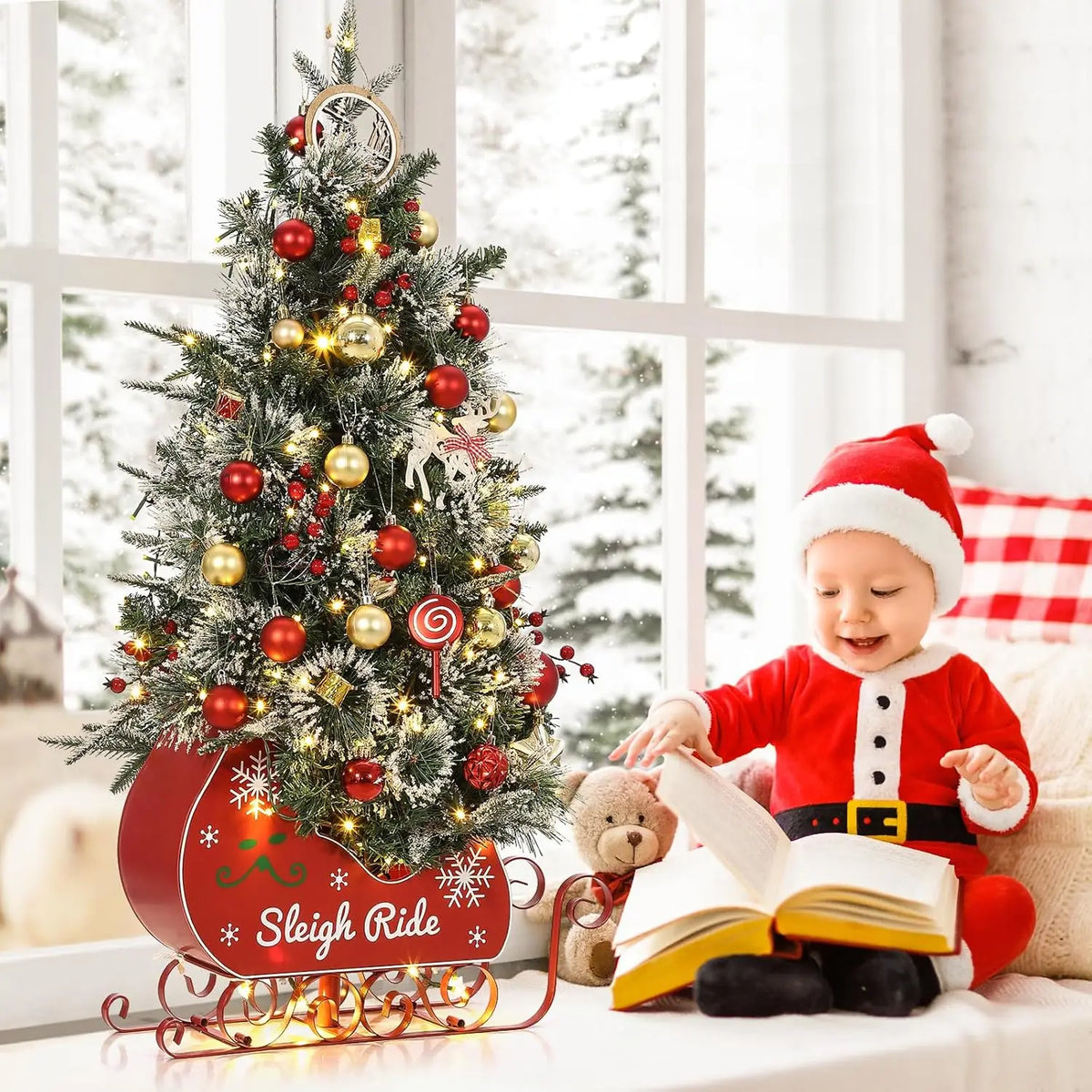 Pre Lit Artificial Desktop Christmas Tree With Led Lights