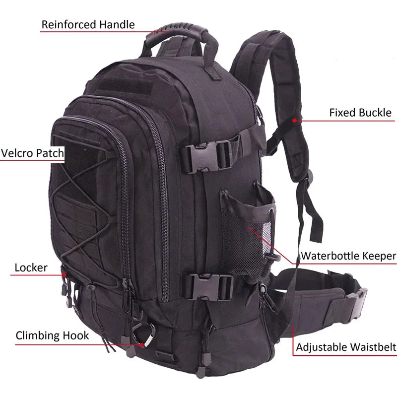 LQARMY Military Tactical Backpack Large Capacity Waterproof Assault Pack